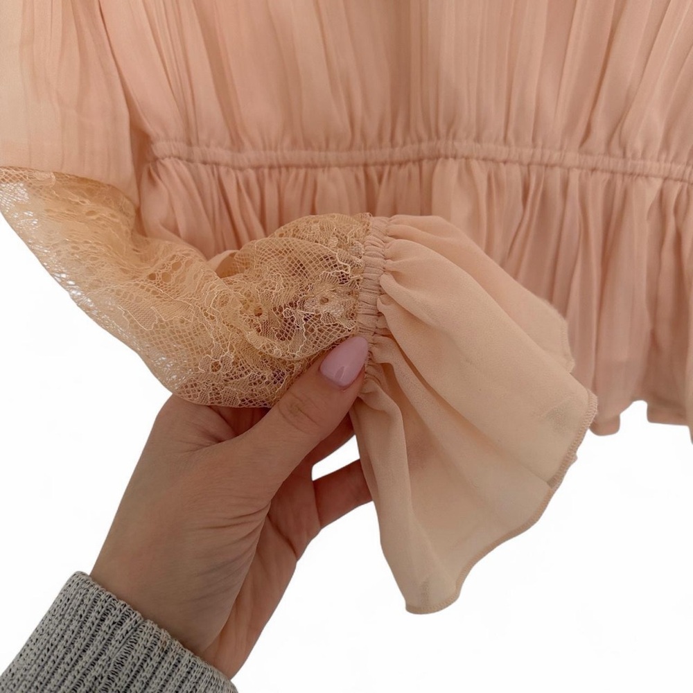 Caroline Constas Peach Cream Ruffle Lace Blouse L NWT - Picture 6 of 10